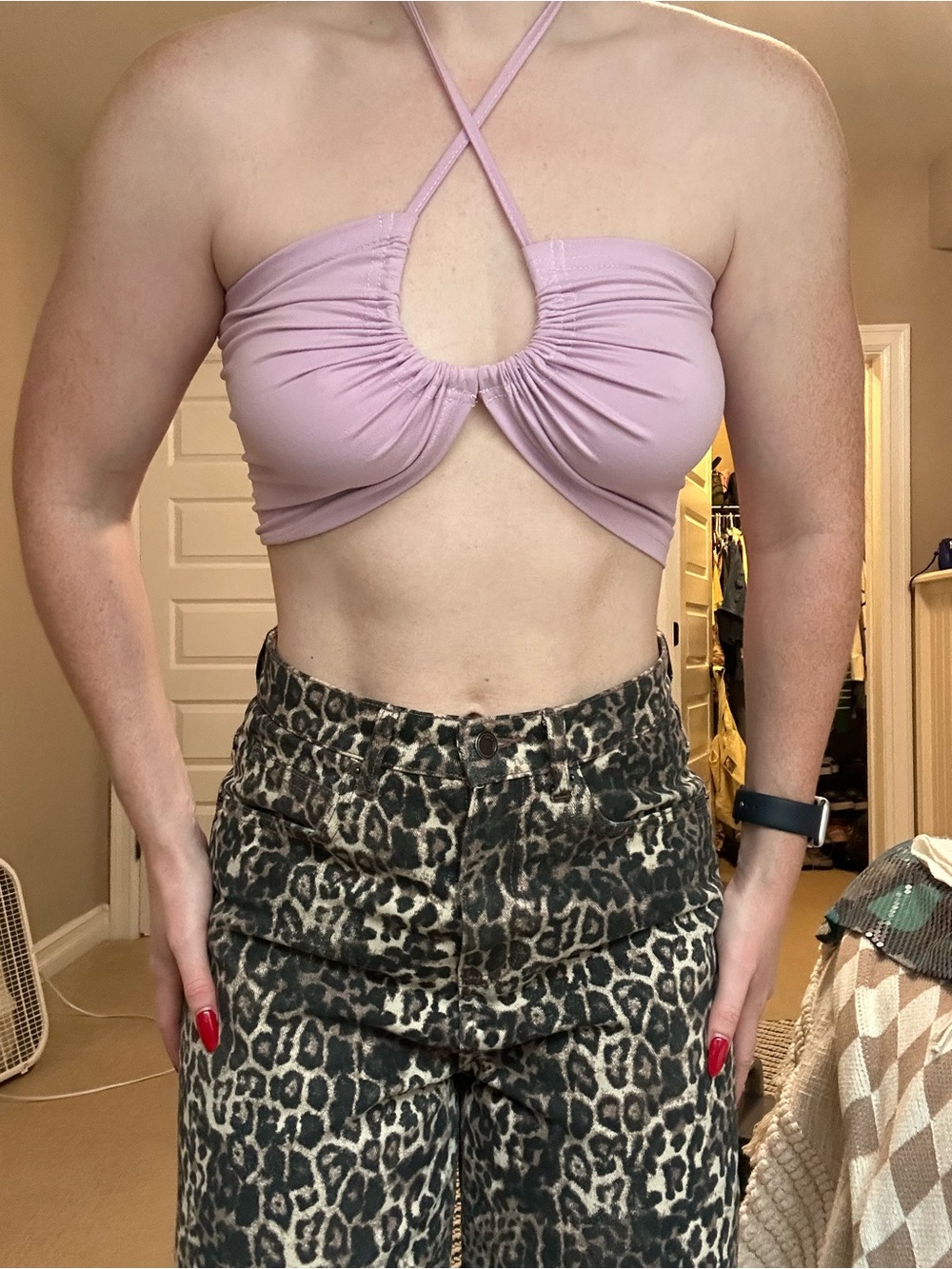 Shein Lilac Ruched Bandeau Halter Top